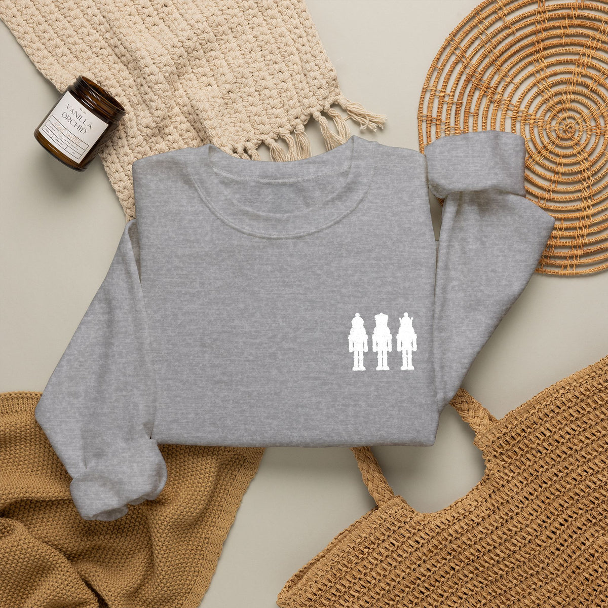 Three Nutcrackers Embroidered Crewneck Sweatshirt | Christmas Sweater