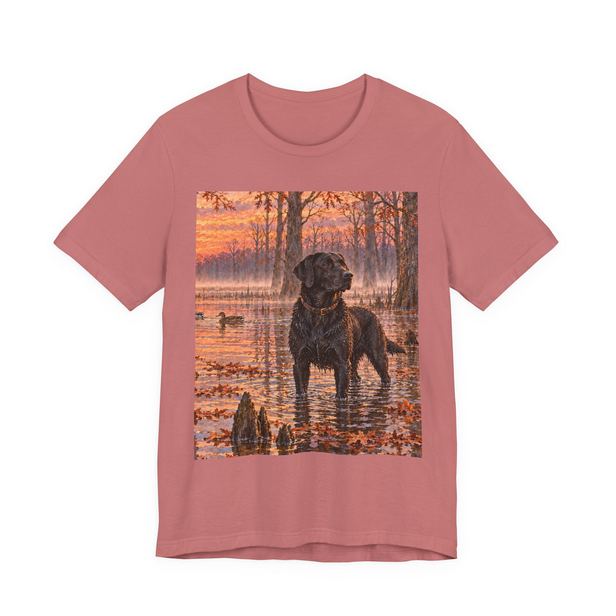 Sunset Bay Labrador Tee — Black Lab Dog Sunset Shirt