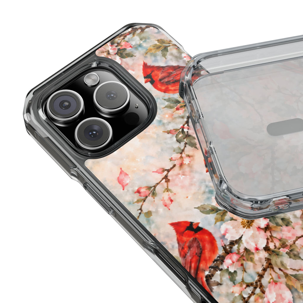 Clear Magnetic Phone Case — Cardinal Flock Scene