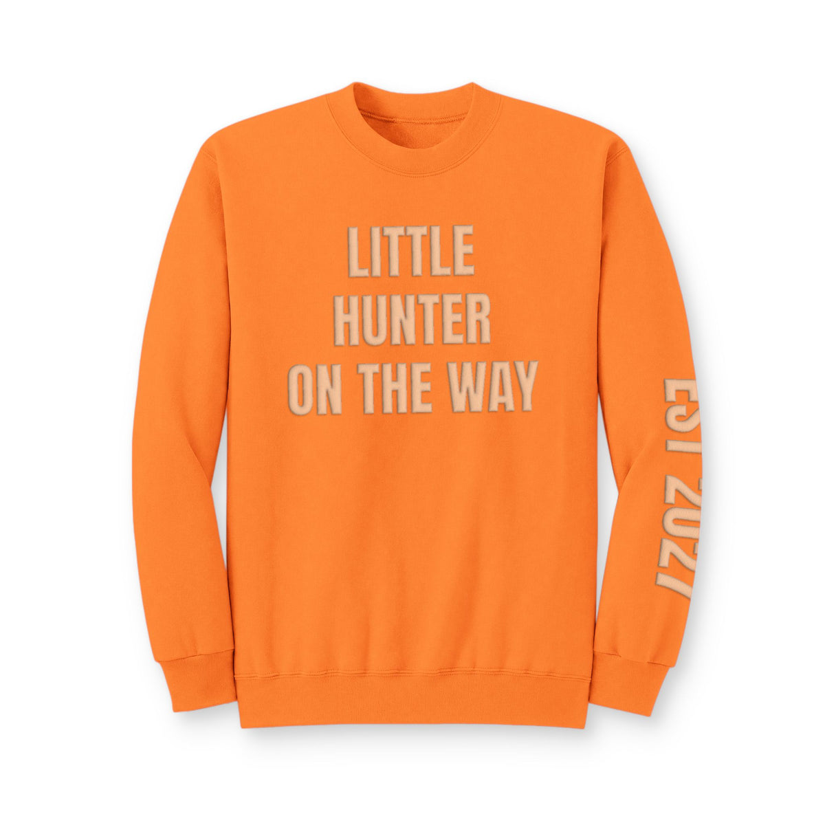 Personalized Hunting Mama Sweatshirt, Little Hunter on the Way Shirt, Hunter Orange Puff Sweatshirt, Custom Mom Hunting Gift