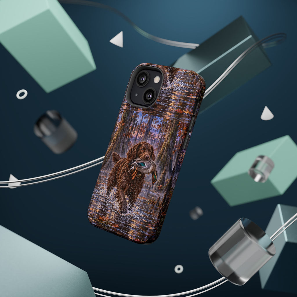 Clear Magnetic Phone Case — Boykin spaniel with Duck swamp