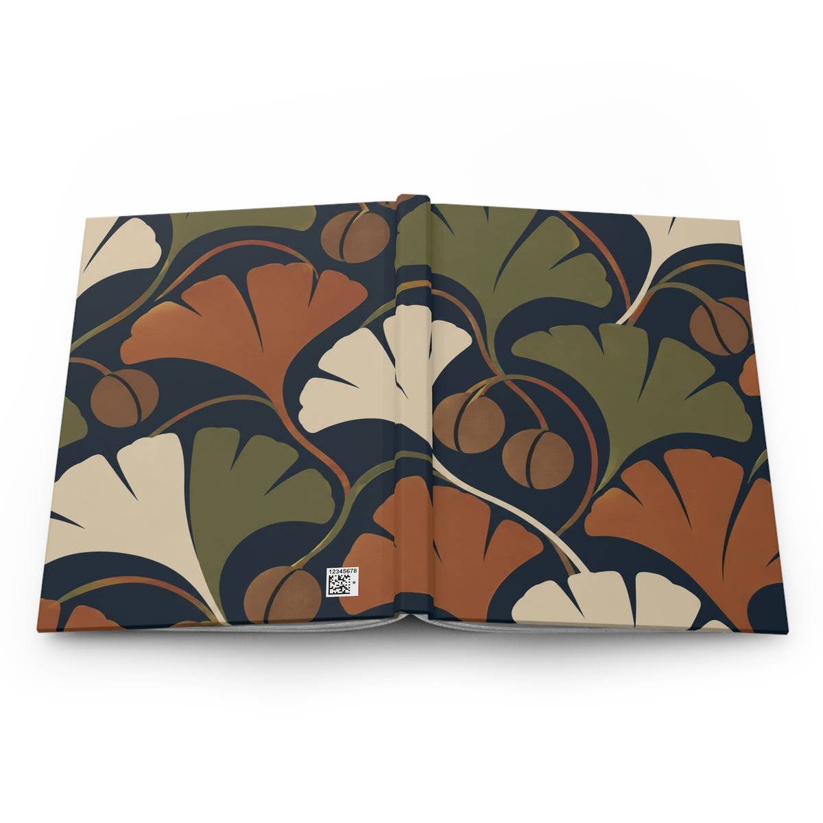 Botanical Ginkgo Hardcover Journal — Retro Floral Lined Notebook