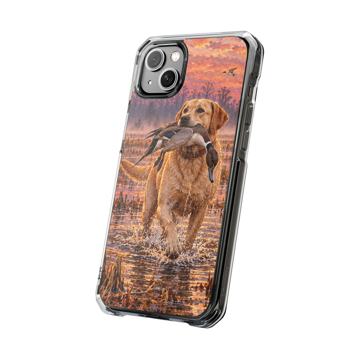 Clear Magnetic Phone Case — Lab with Duck swamp