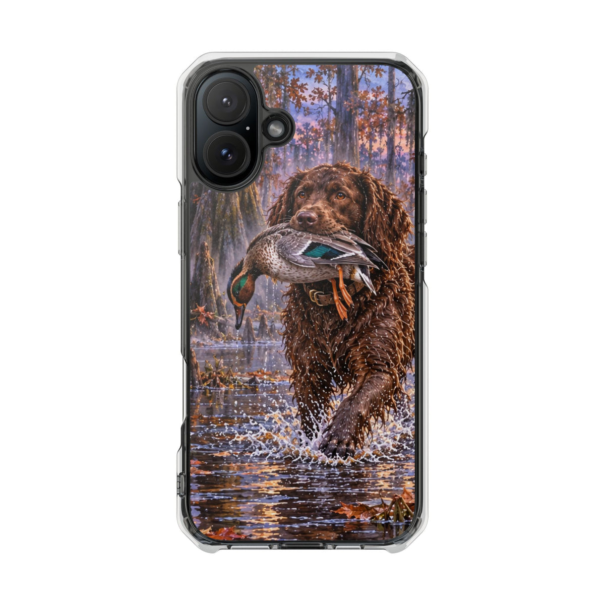 Clear Magnetic Phone Case — Boykin spaniel with Duck swamp