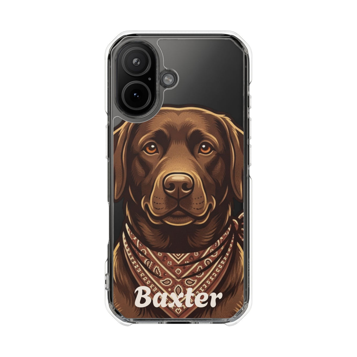 Clear Magnetic Phone Case — Chocolate Lab Dog Personalized
