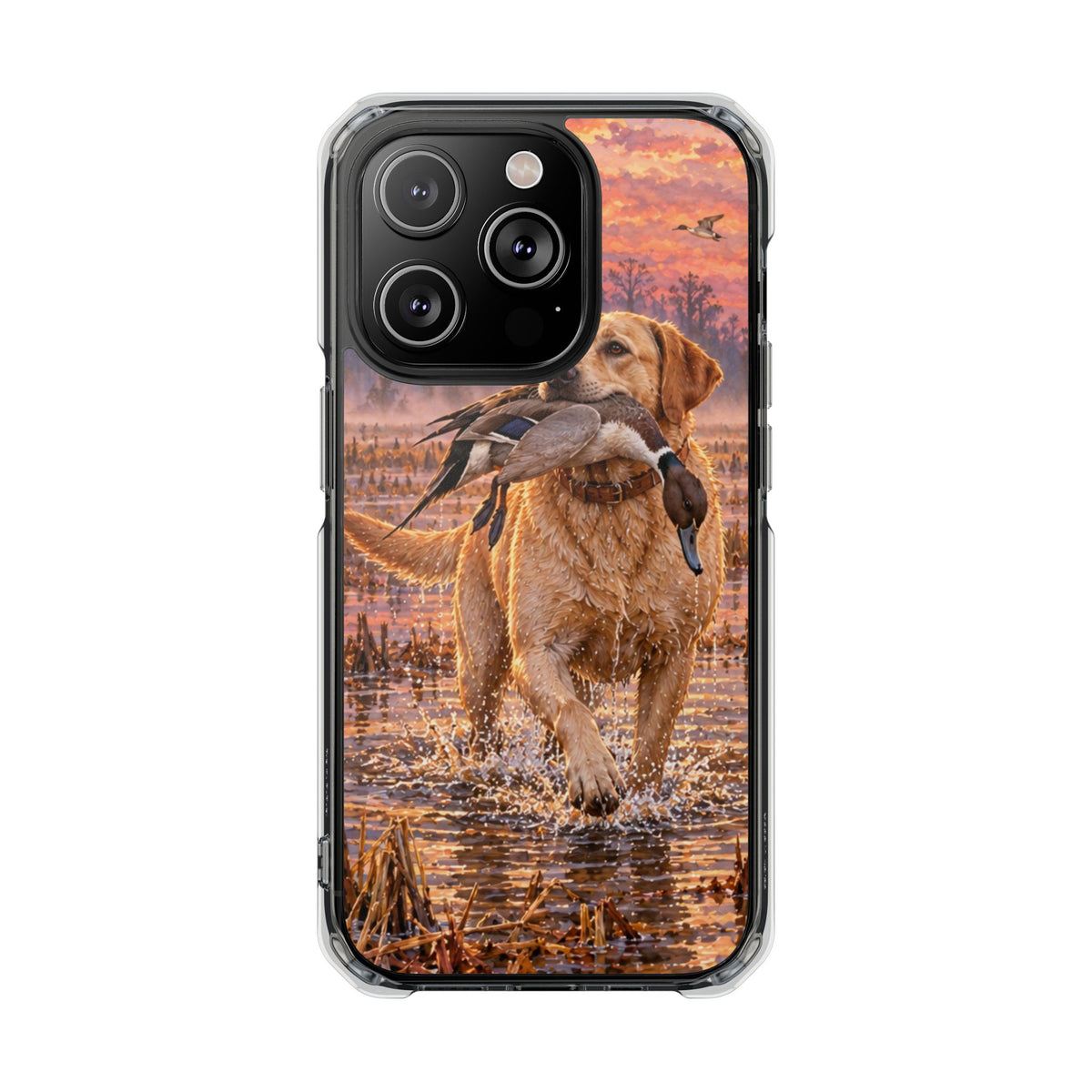 Clear Magnetic Phone Case — Lab with Duck swamp