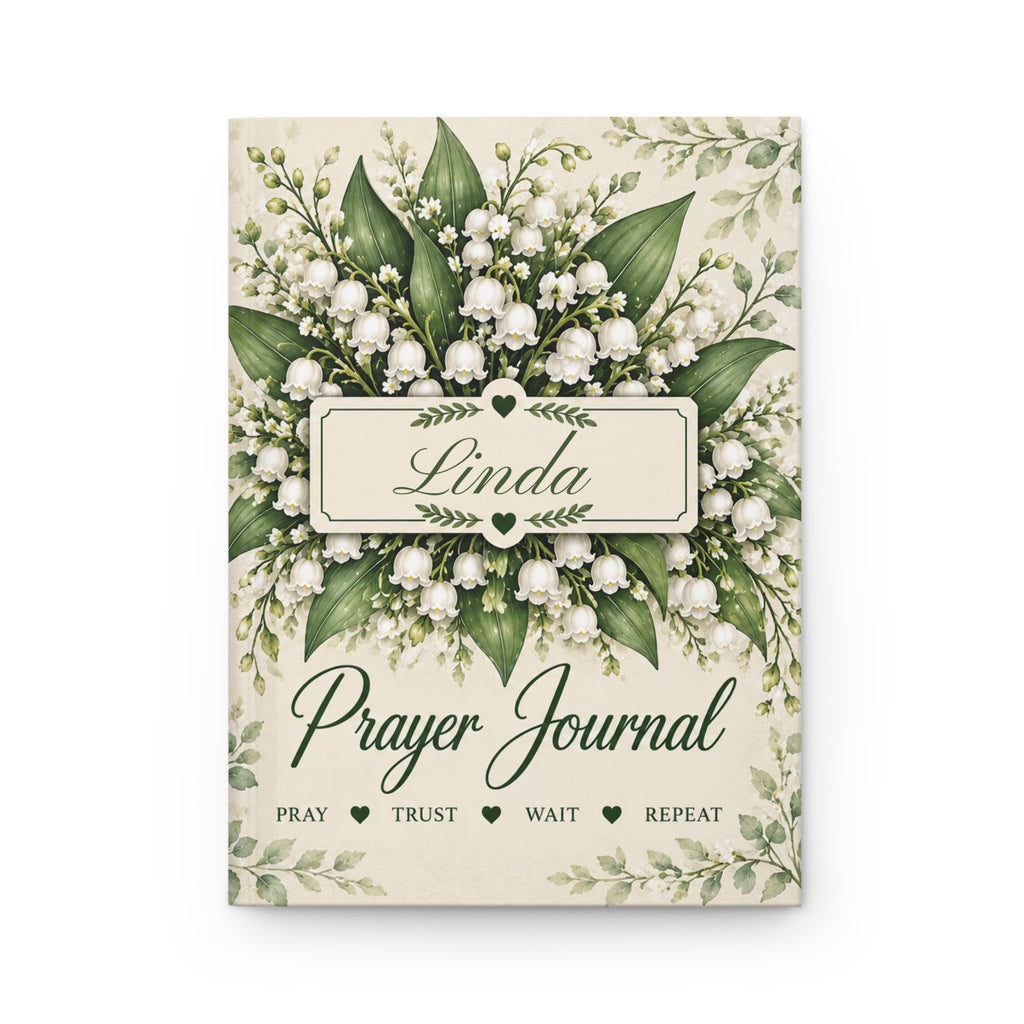Personalized May Birth Flower Prayer Journal, Lily of the Valley Christian Journal with Name, May Birthday Gift for Her, Bible Verse Journal