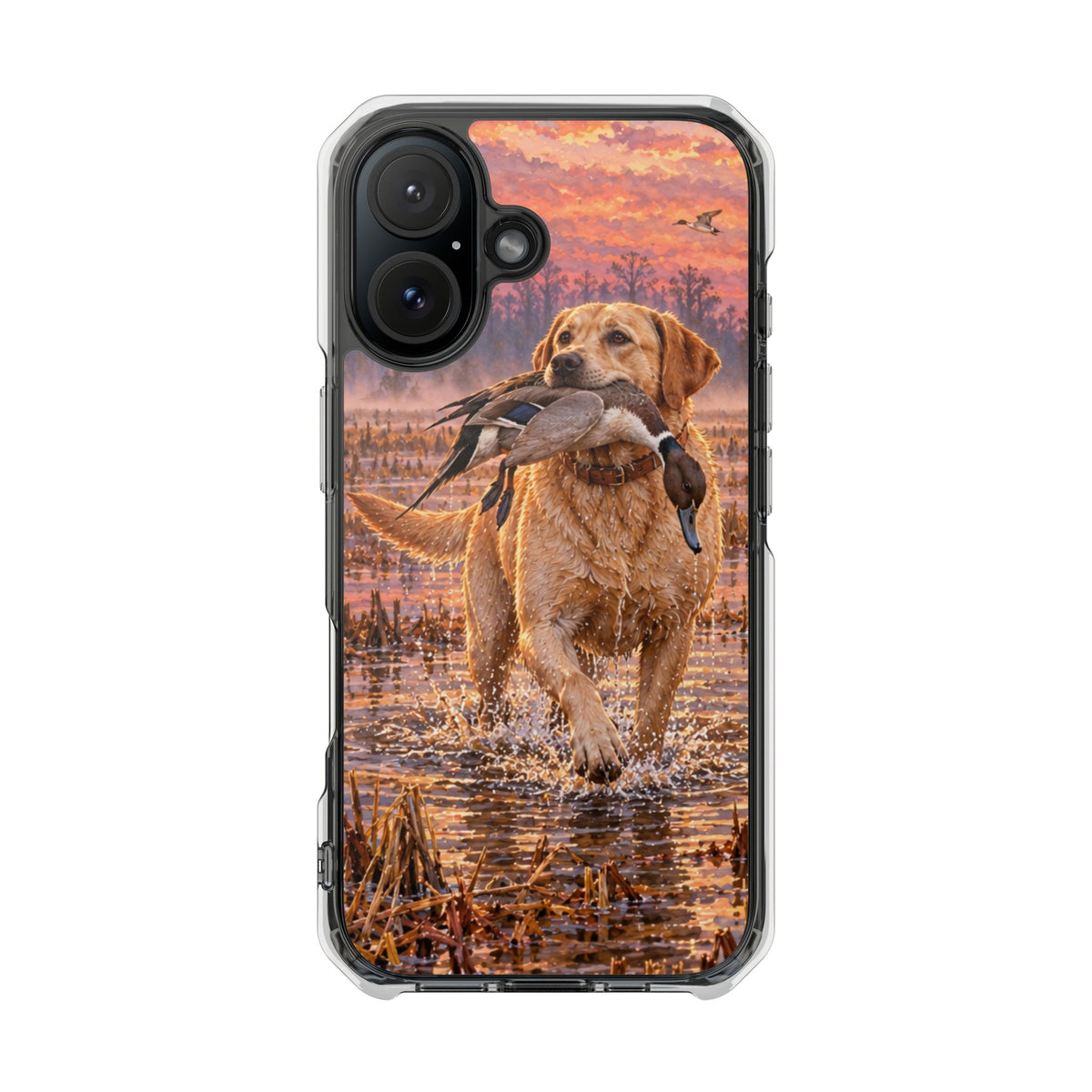 Clear Magnetic Phone Case — Lab in swamp with duck