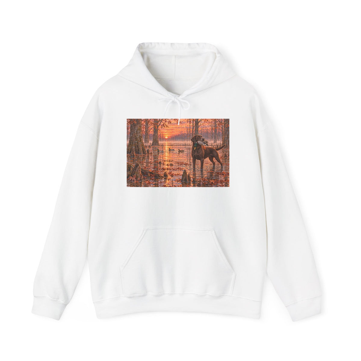 Autumn Hunting Dog Forest Hoodie — Scenic Fall Wildlife Sweatshirt