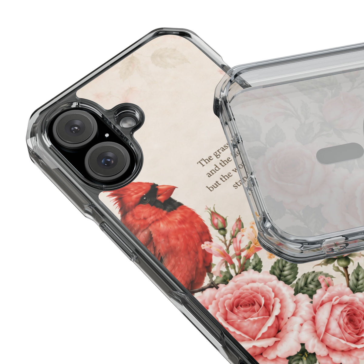 Clear Magnetic Phone Case — Cardinal Scene Isiah 40:8