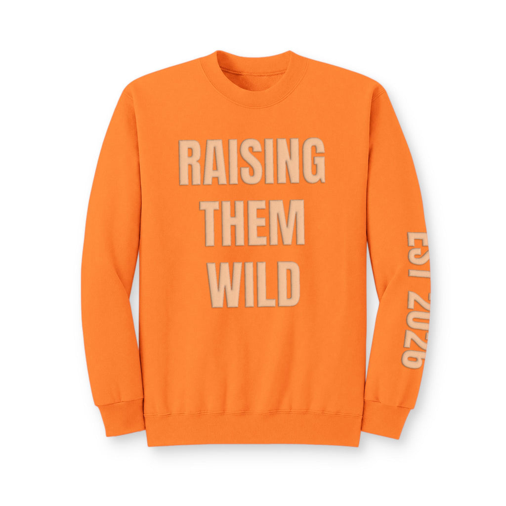 Personalized Hunting Mama Sweatshirt, Raising Them Wild, Hunter Orange Puff Sweatshirt, Custom Hunting Mom Gift