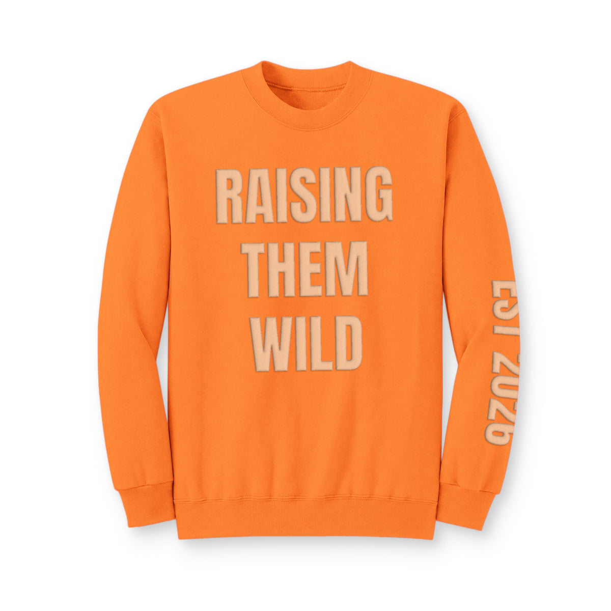 Personalized Hunting Mama Sweatshirt, Raising Them Wild, Hunter Orange Puff Sweatshirt, Custom Hunting Mom Gift