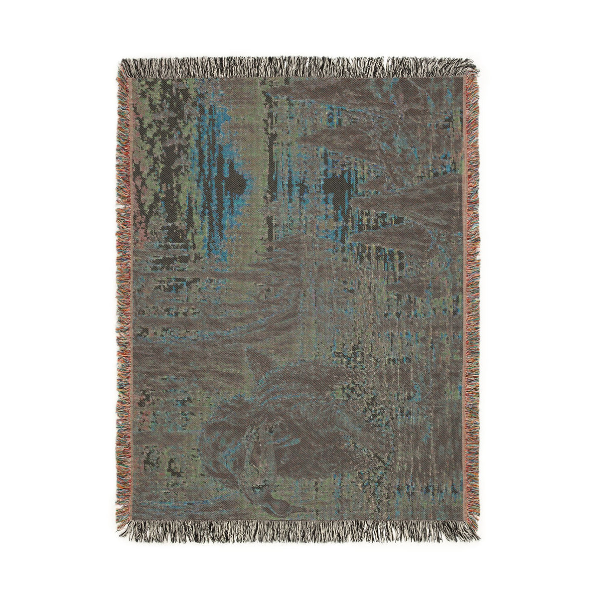 Mohican River Scenic Woven Blanket — Rustic Lake Boykin spaniel Landscape Throw