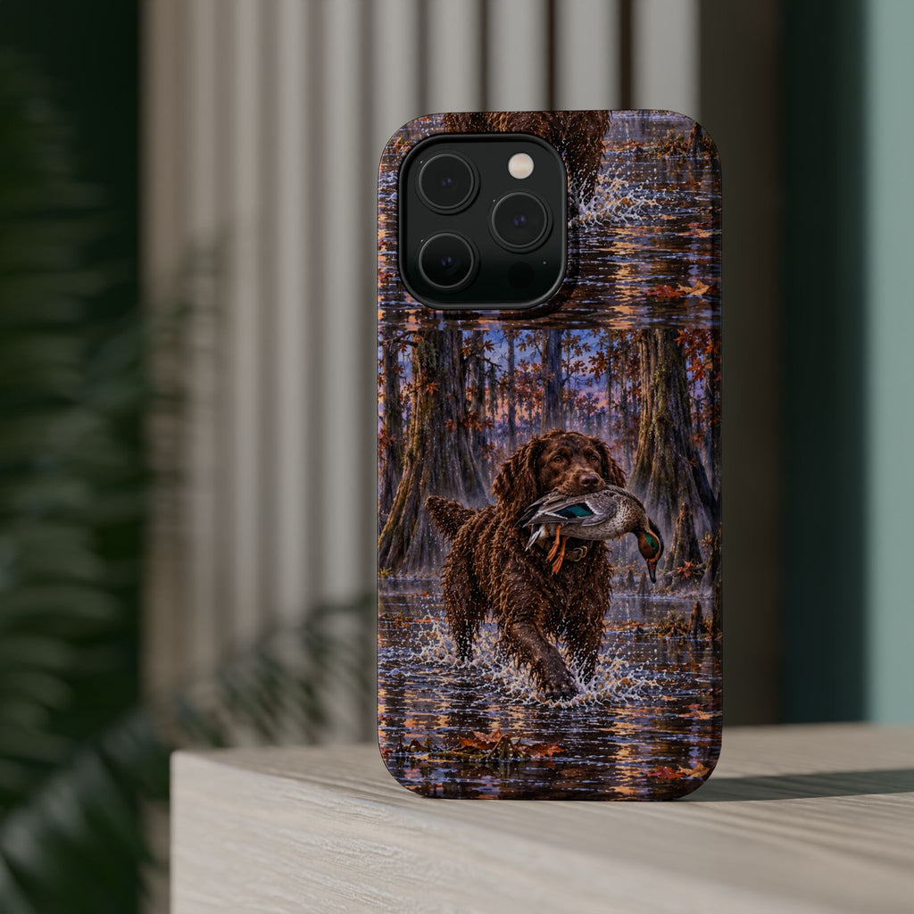 Clear Magnetic Phone Case — Boykin spaniel with Duck swamp