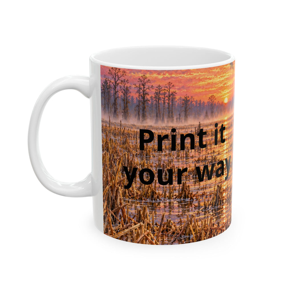 Duck Hunting Mug — Sunrise Marsh Scene Ceramic Coffee Cup (11oz, 15oz)