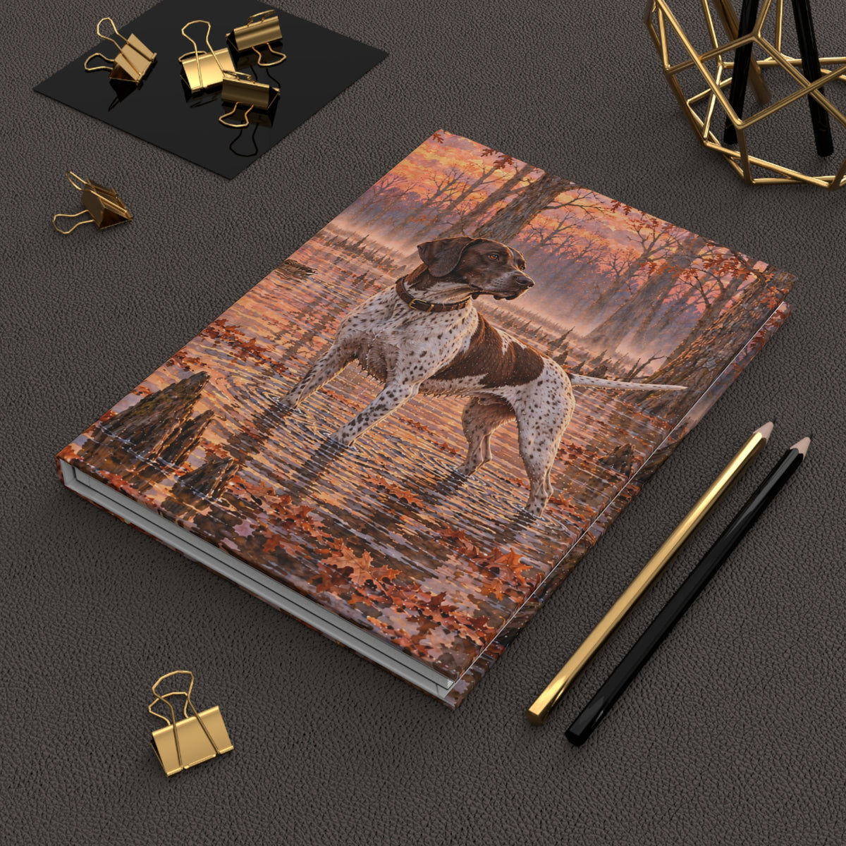 Autumn Marsh Pointer Journal — Lined Hardcover Notebook for Dog Lovers & Nature Sketching
