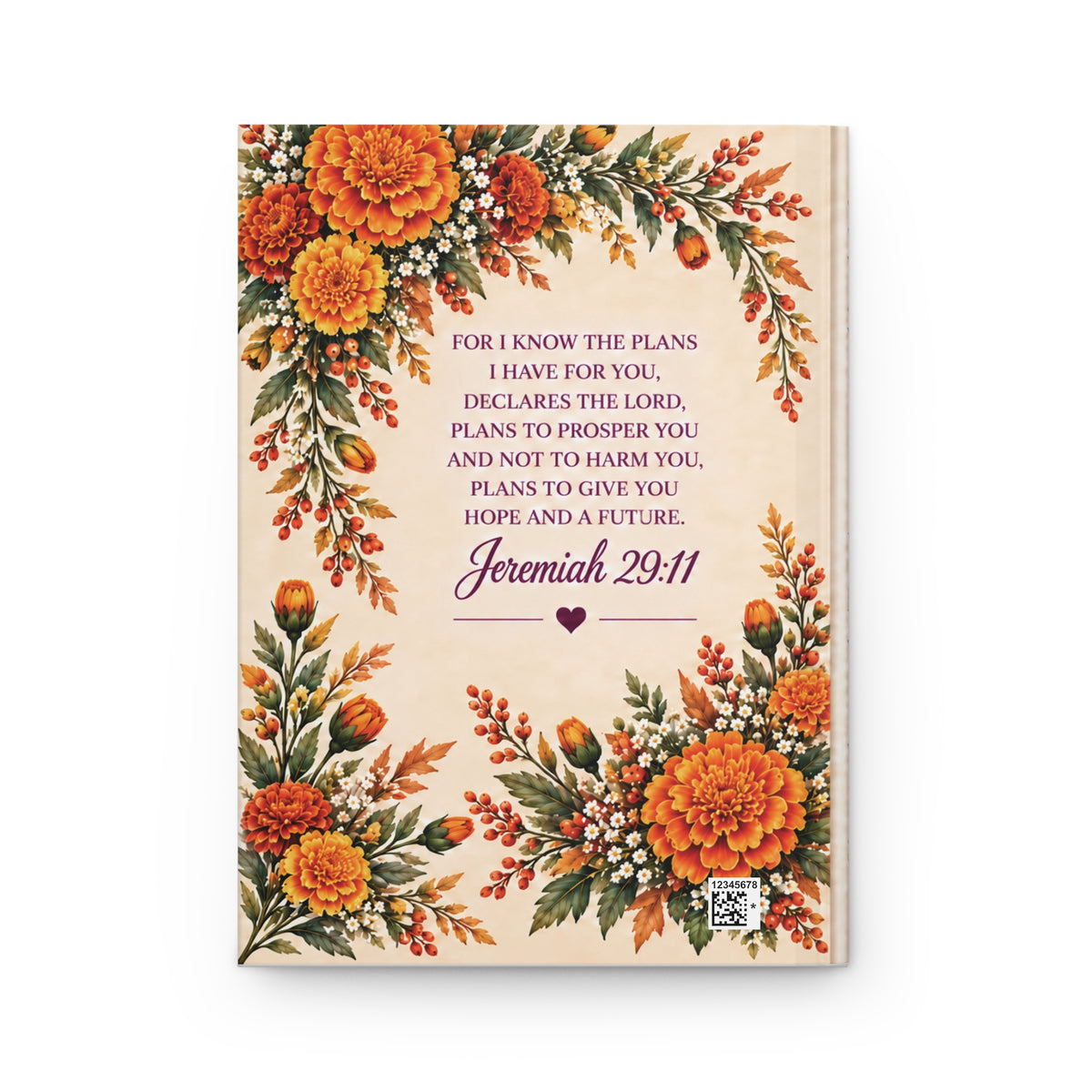 Personalized November Birth Flower Prayer Journal, Chrysanthemum Christian Notebook, Jeremiah 29:11 Bible Verse Gift for Her