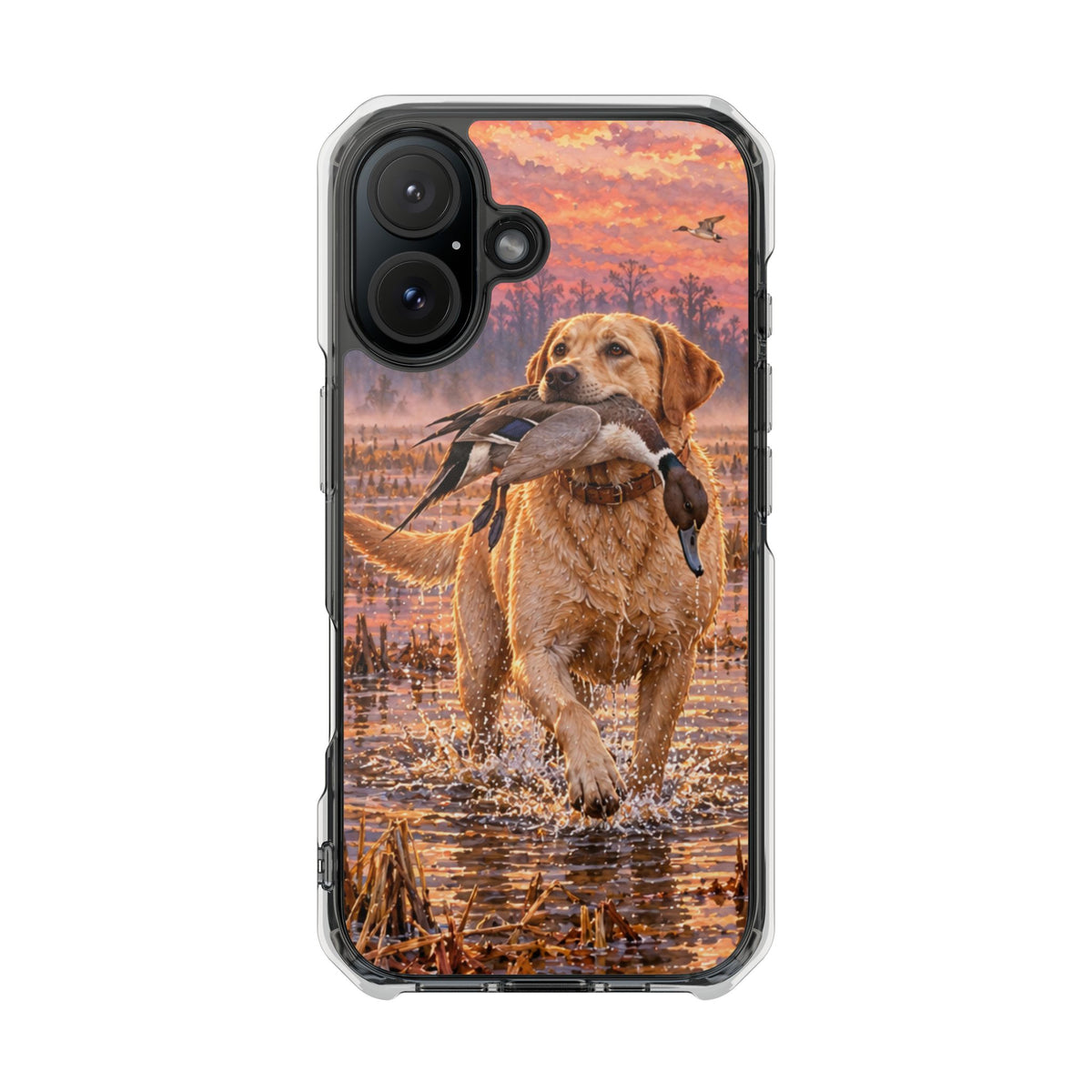 Clear Magnetic Phone Case — Lab with Duck swamp