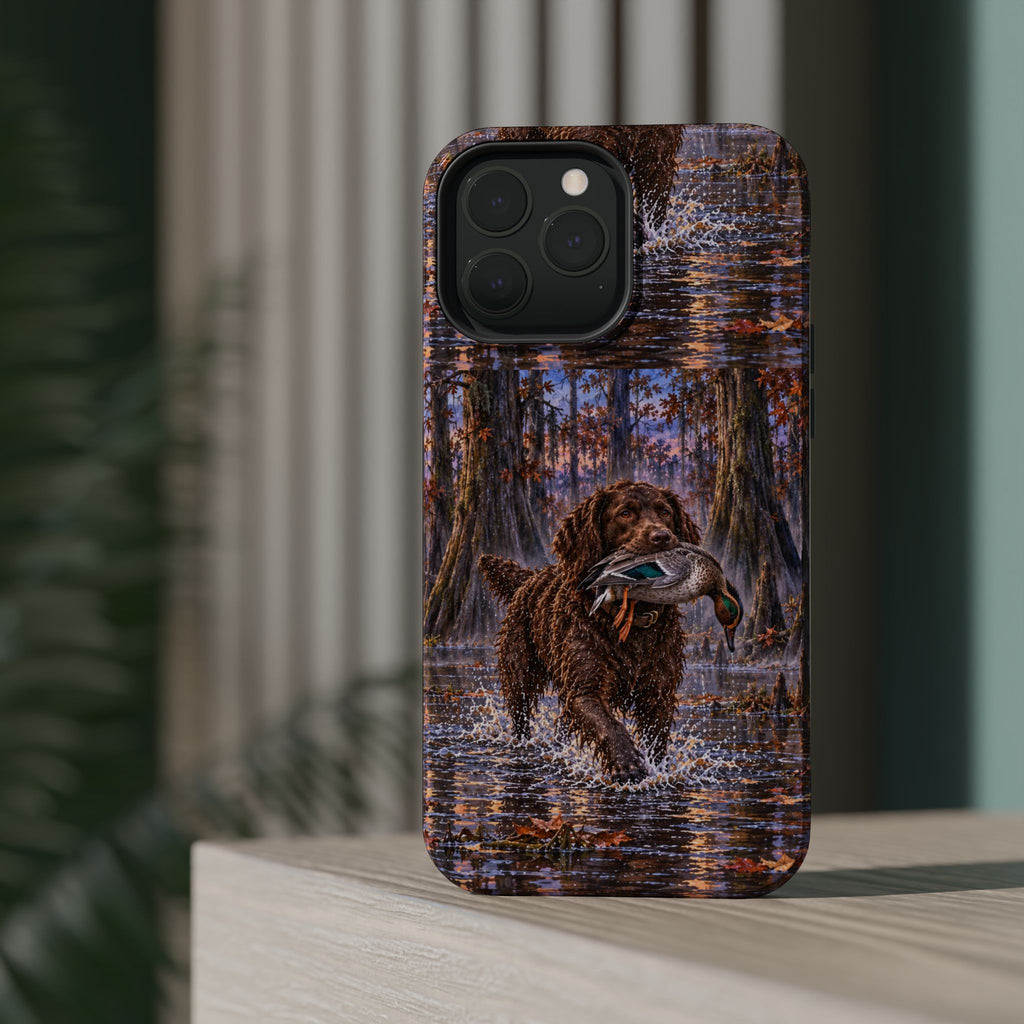 Clear Magnetic Phone Case — Boykin spaniel with Duck swamp