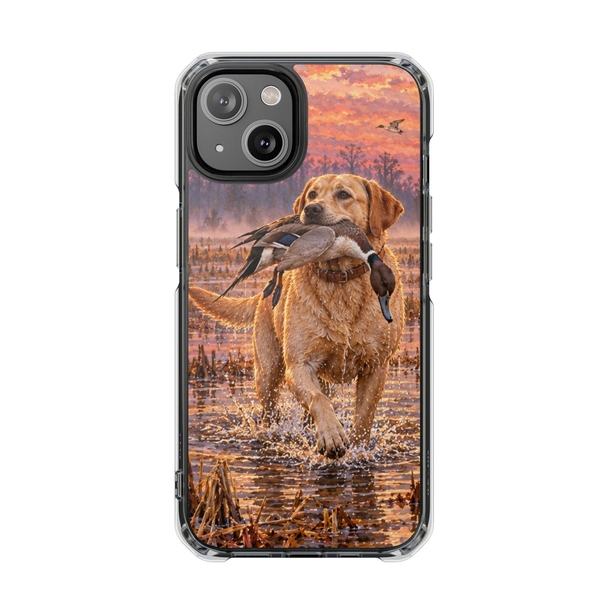 Clear Magnetic Phone Case — Lab with Duck swamp
