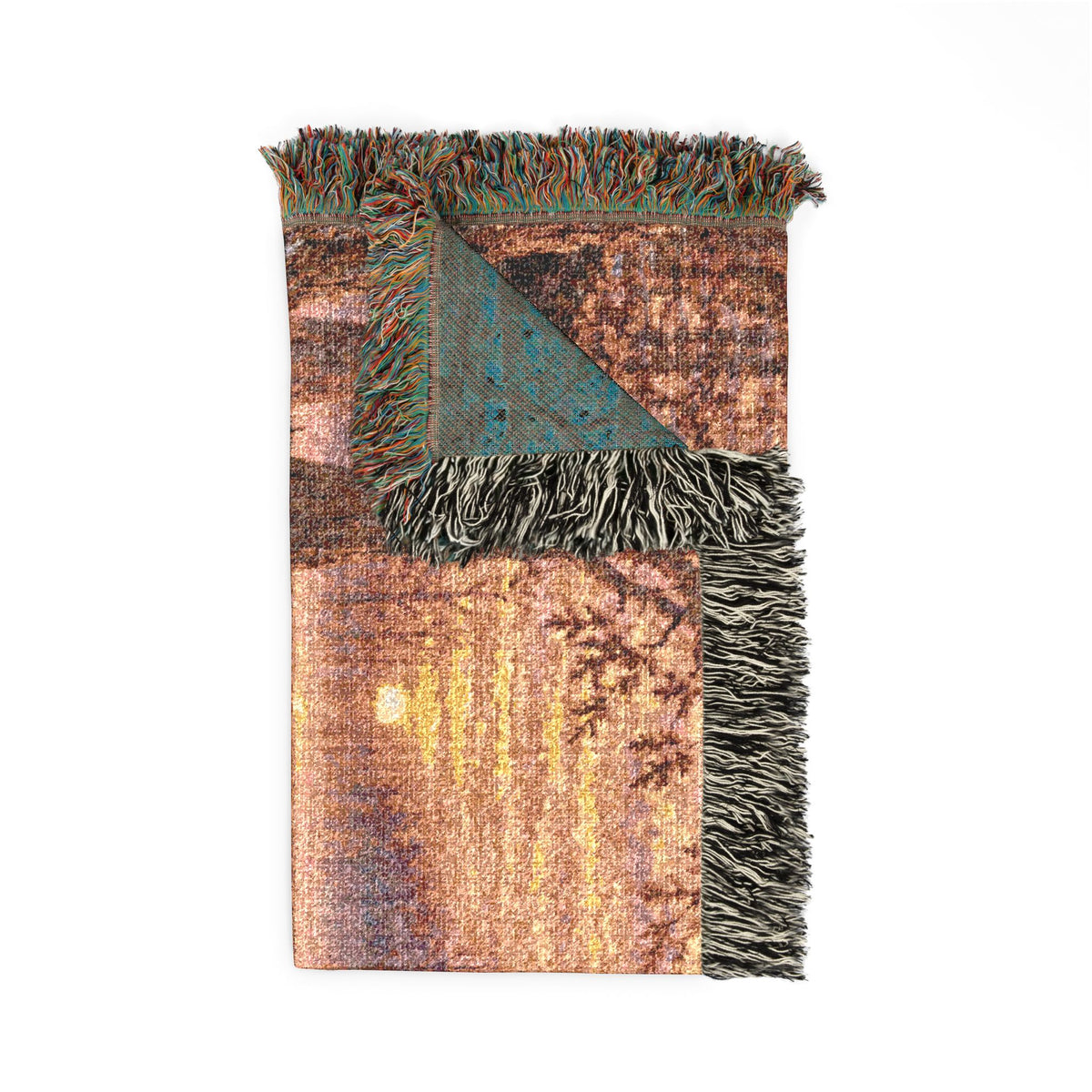 Sunset Wetlands Woven Blanket — Chocolate Lab with Duck Marsh Landscape Throw