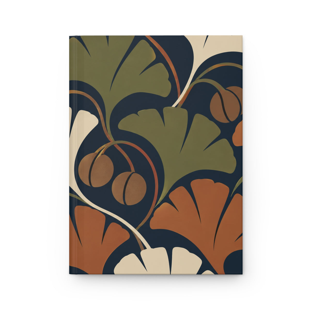 Botanical Ginkgo Hardcover Journal — Retro Floral Lined Notebook