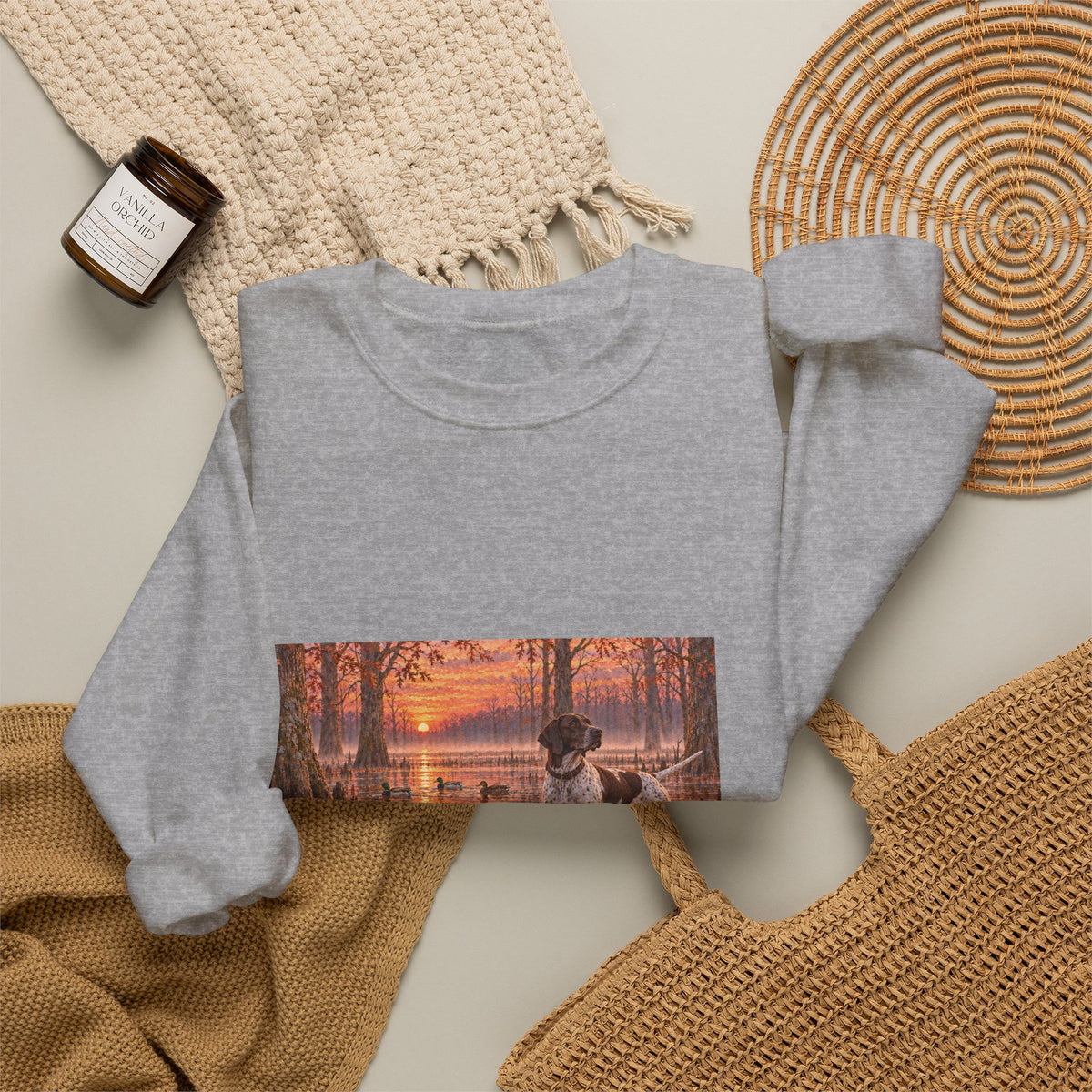 Sweatshirt — English Pointer Sunset Marsh Crewneck