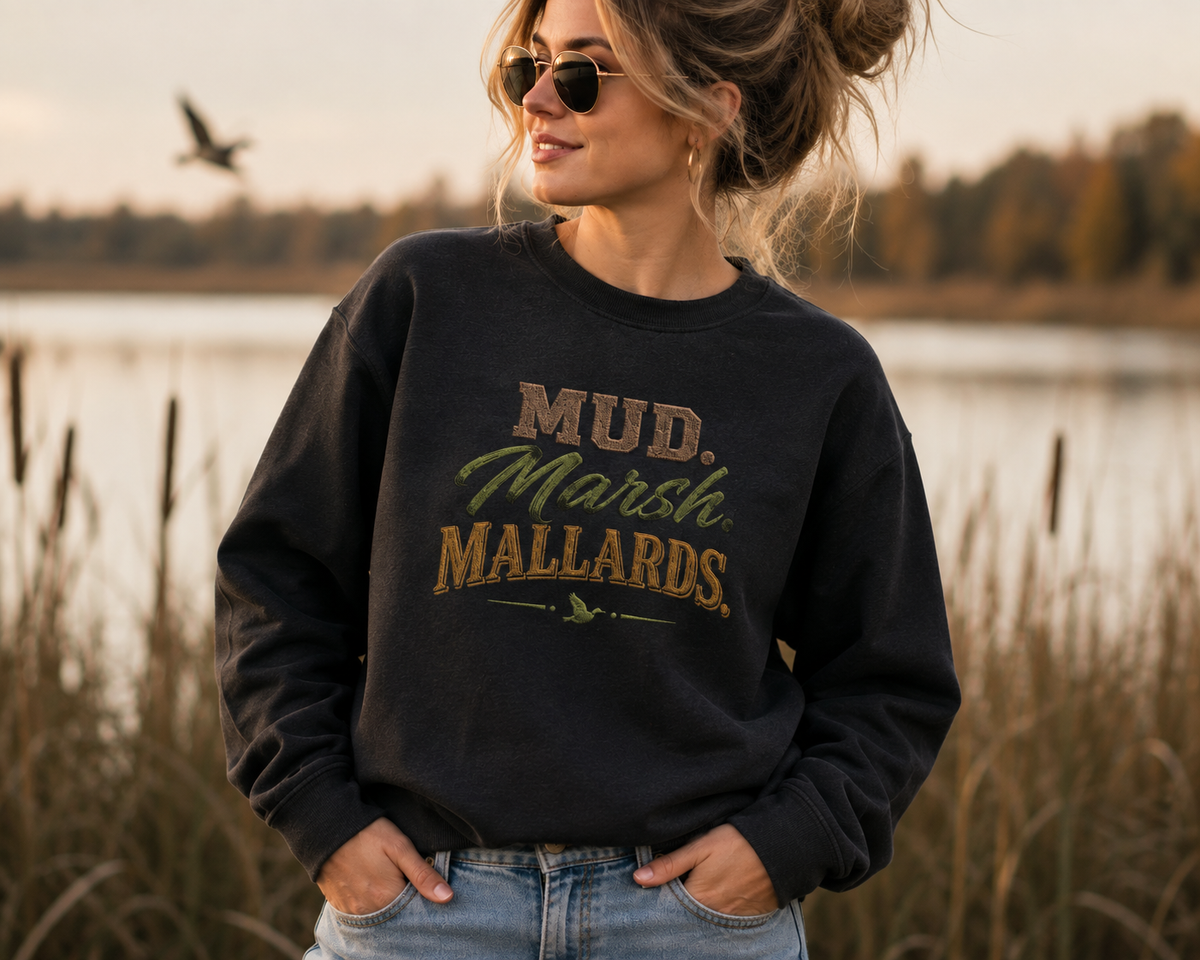 Mud Marsh Mallards waterfowl hunting crewneck sweatshirt