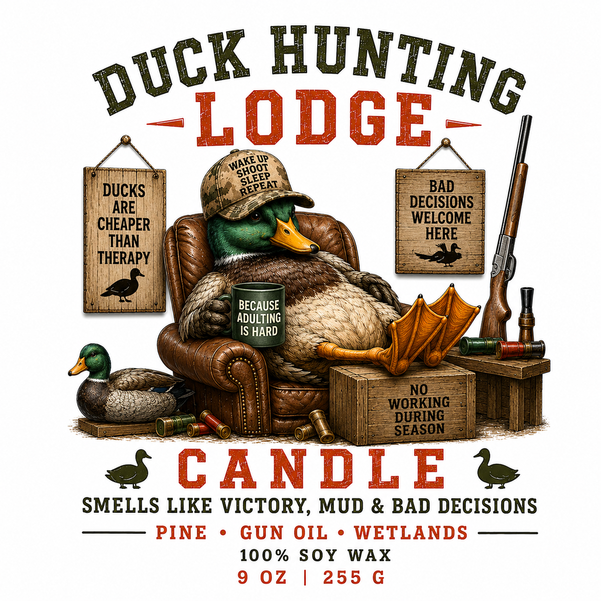 Duck Hunting Lodge Scented Soy Candle — Amber Jar