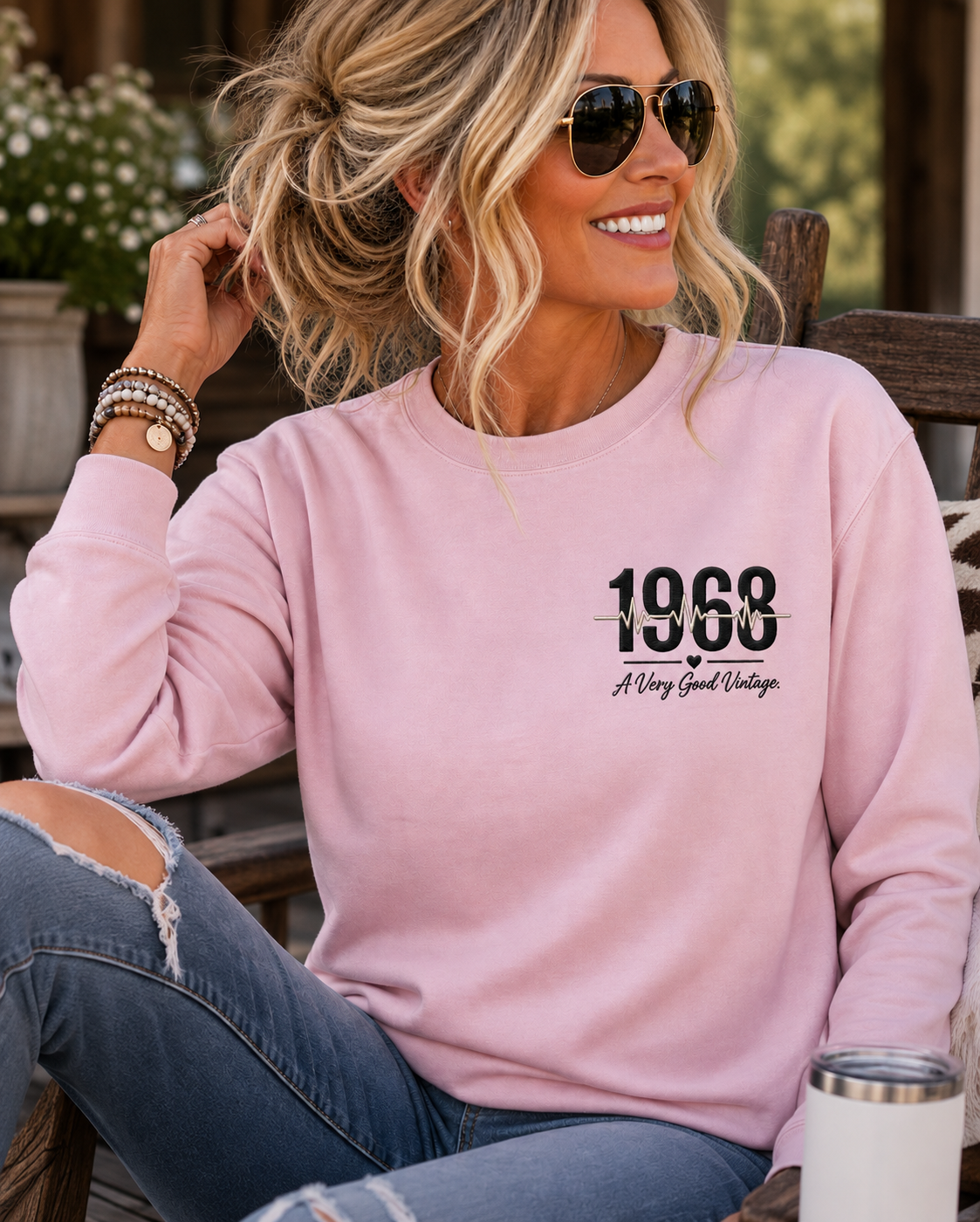 Personalized birth year heartbeat crewneck sweatshirt