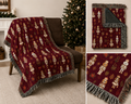 Maroon Dog Nutcracker Christmas woven throw blanket with festive holiday dog design