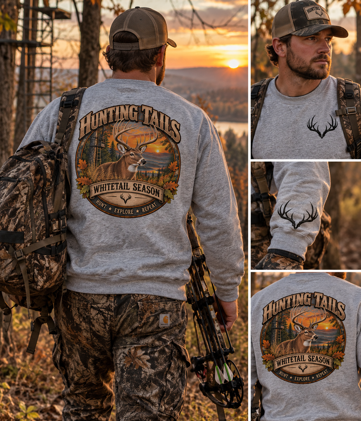 Whitetail Deer Hunting Sweatshirt – Buck Hunter Crewneck
