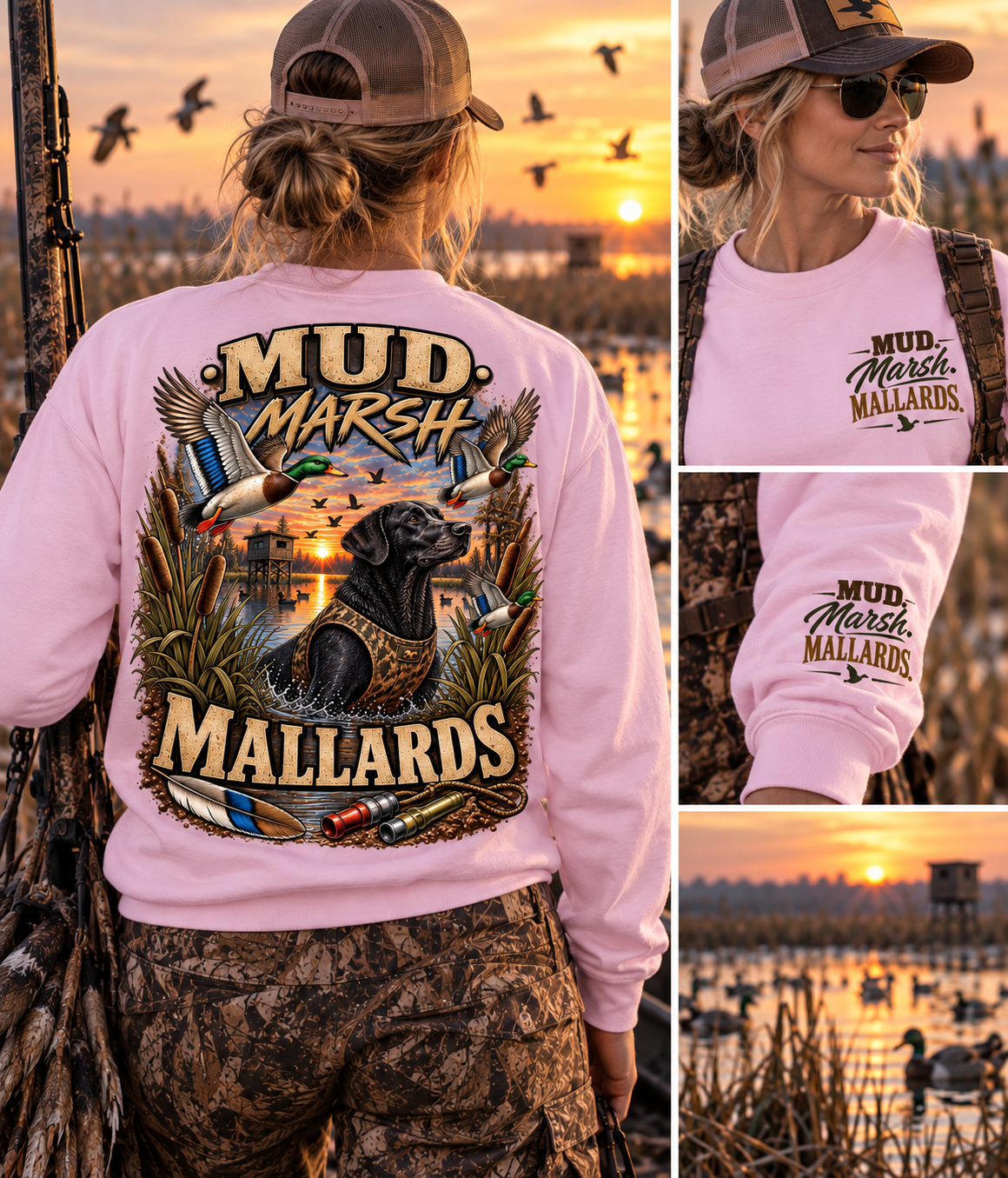 Safety Pink Duck Hunting Sweatshirt – Mallard Hunter Crewneck