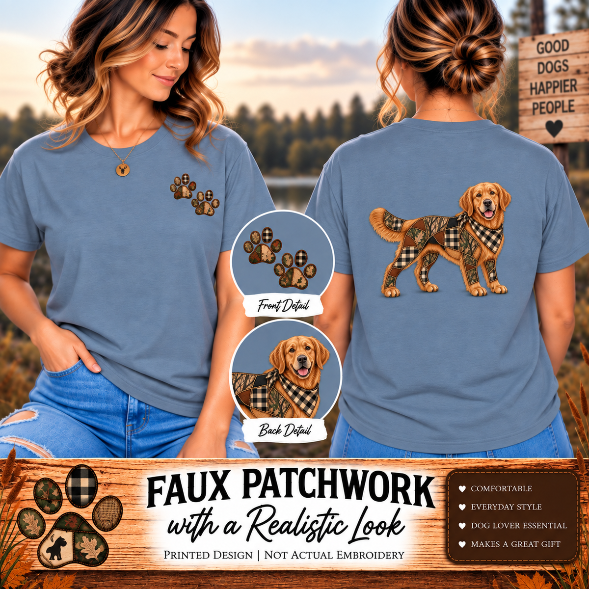 Faux Patchwork Golden Retriever Shirt, Full Body Golden Retriever Hunting Long Sleeve, Arkansas Hunter Gift
