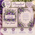 Personalized February Birth Flower Prayer Journal, Violet Christian Journal with Name, February Birthday Gift for Her, Bible Verse Journal