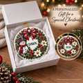 Personalized Christmas Ornament, Custom Name Family Keepsake, Holiday Wreath Ornament, Christmas Gift for Family, Friends or Memorial