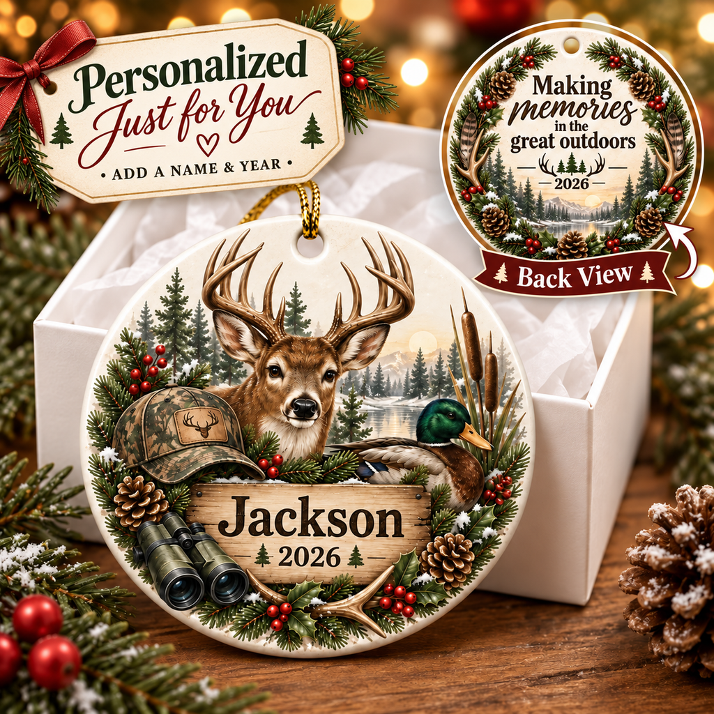 Personalized Christmas Ornament, Custom Name Family Keepsake, Holiday Wreath Ornament, Christmas Gift for Family, Friends or Memorial