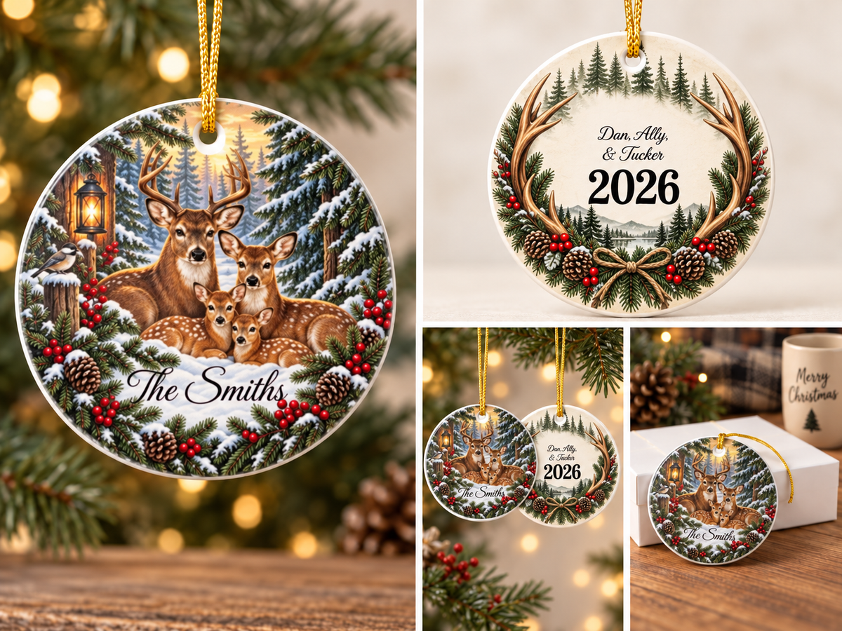 Personalized Christmas Ornament, Custom Name Family Keepsake, Hunter Ornament, Christmas Gift for Family, Friends or Memorial