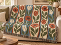 Floral Woven Blanket — Vintage Botanical Throw