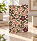Floral Bow Hardcover Journal — Lined Notebook with Vintage Rose Pattern