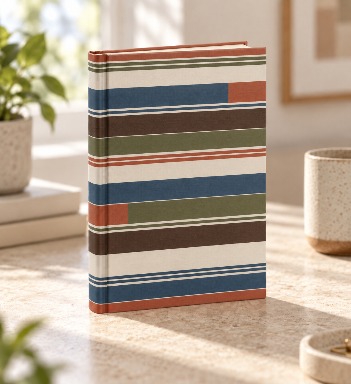 Striped Retro Hardcover Journal — Lined Notebook for Notes & Daily Planning