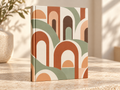 Retro Arch Pattern Hardcover Journal — Lined Matte Notebook for Notes & Daily Planning