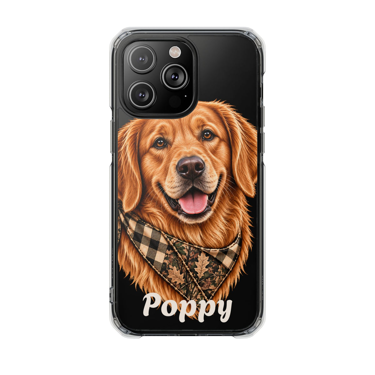 Clear Magnetic Phone Case — Golden Retriever Personalized