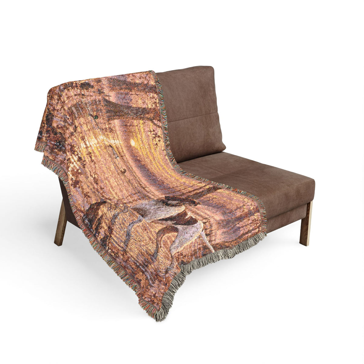 Mohican River Scenic Woven Blanket — Rustic Lake Bird Dog Pointer Landscape Throw