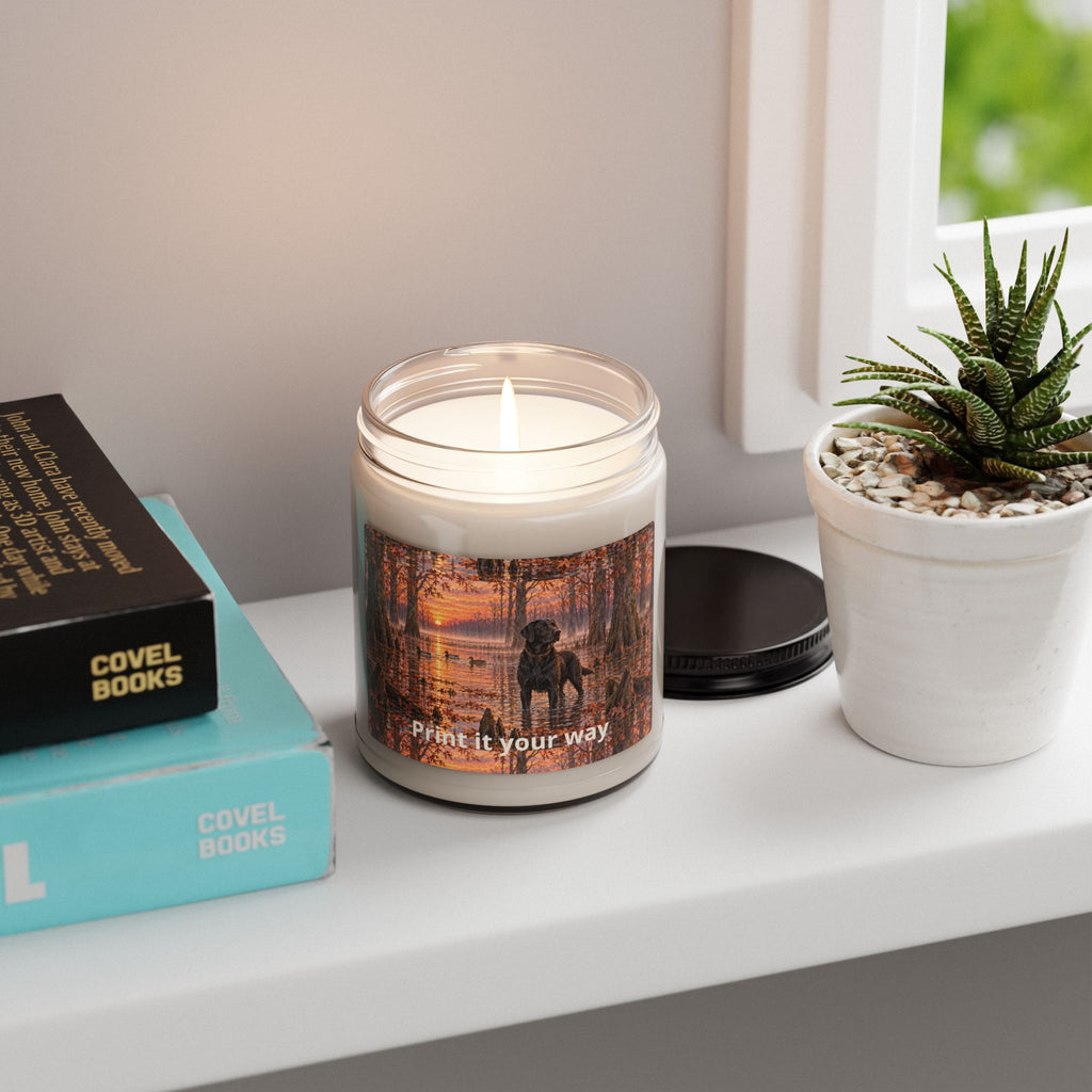 Soy Candle - Black Labrador in Autumn Woods Scented 9oz