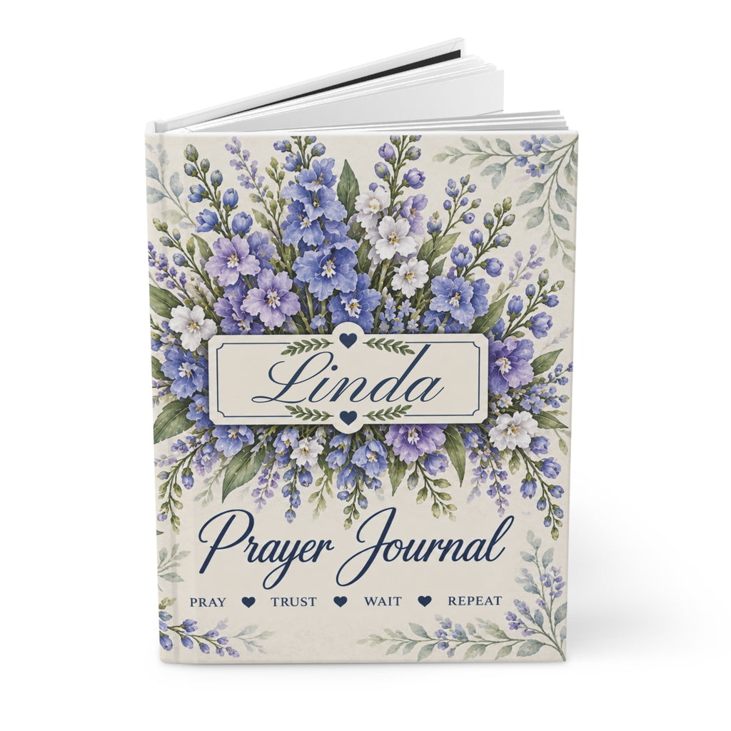 Personalized July Birth Flower Prayer Journal, Larkspur Christian Journal, Jeremiah 29:11 Notebook, Birthday Gift for Her, Faith Journal