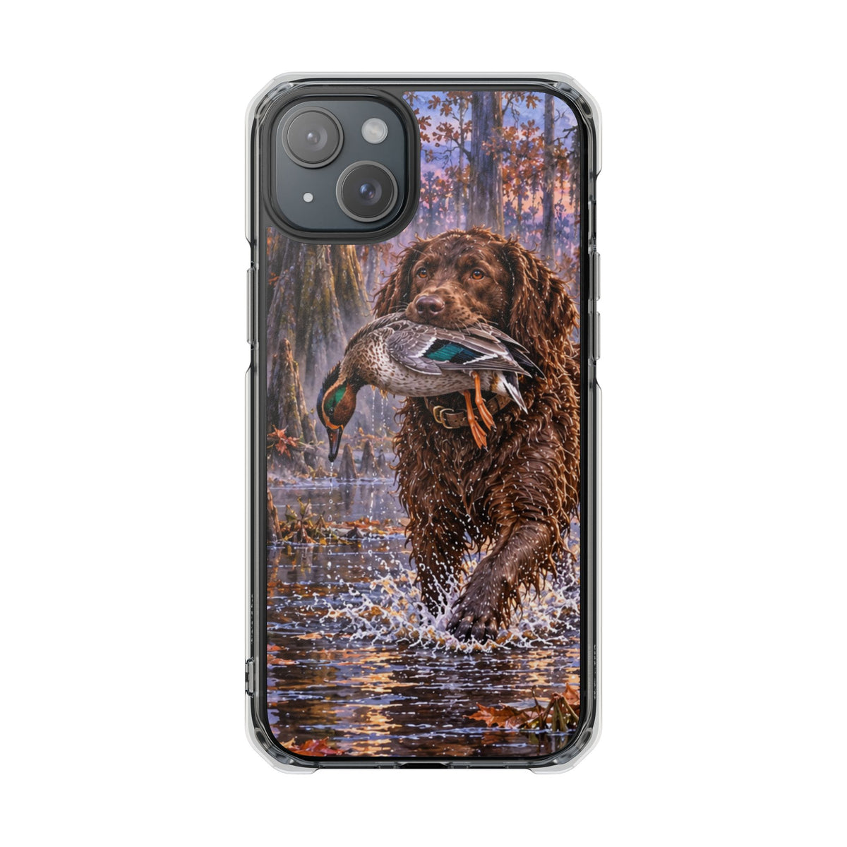 Clear Magnetic Phone Case — Boykin spaniel with Duck swamp