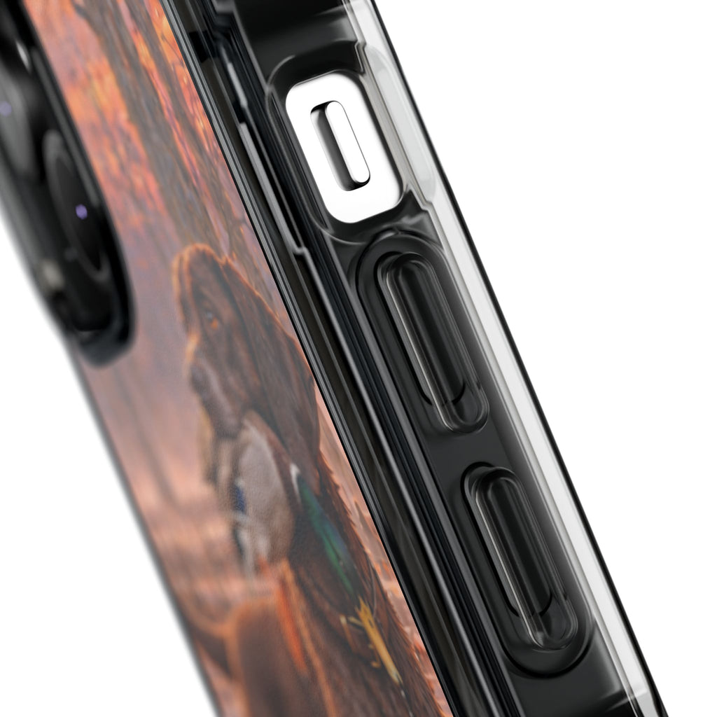 Clear Magnetic Phone Case — Chocolate Lab with Duck swamp