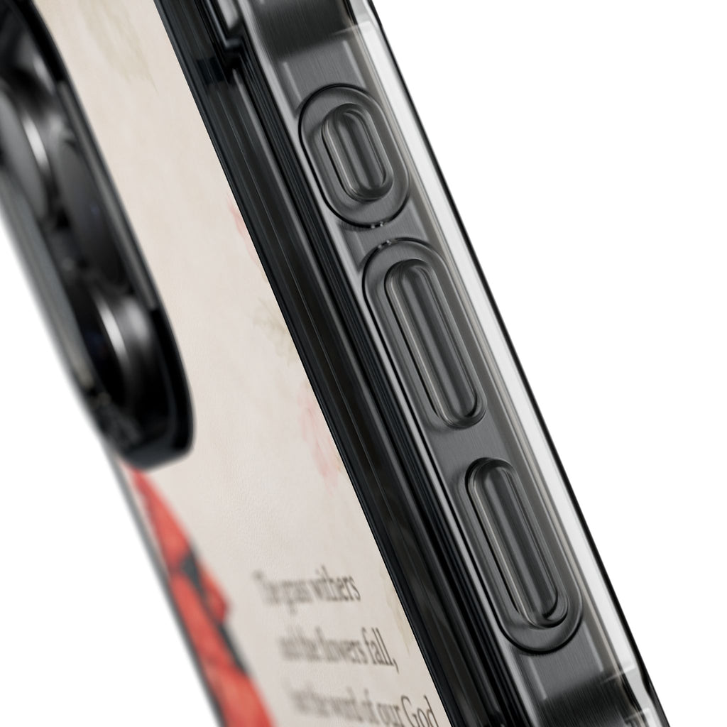 Clear Magnetic Phone Case — Cardinal Scene Isiah 40:8