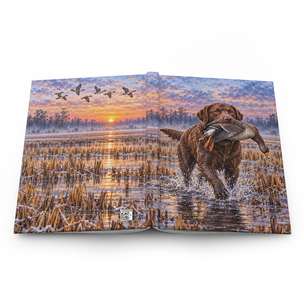 Brown Labrador Journal — Autumn Swamp Sunset Hardcover Lined Notebook